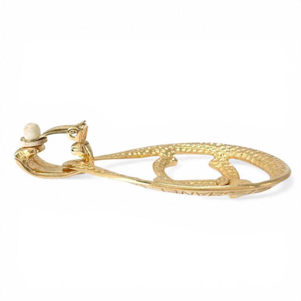 CHANEL Gold Logo Earrings - Picture 4 of 7
